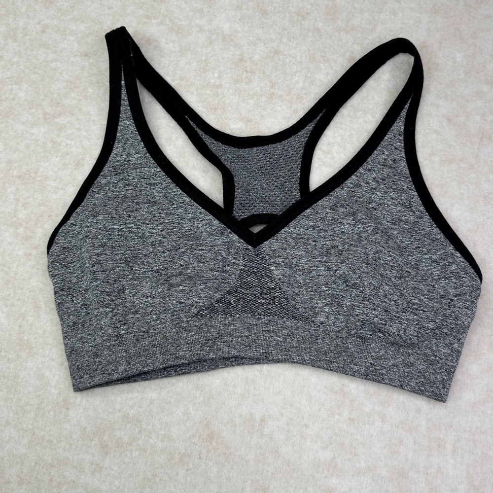 Zensah Sports Bra Racerback Medium Impact‎ Gray Black Size M